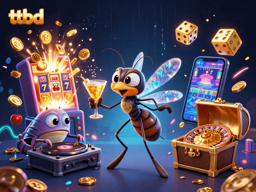 Experience thrilling moments with ttbd as a lively casino mascot and a trilobite DJ bring excitement and immersion.