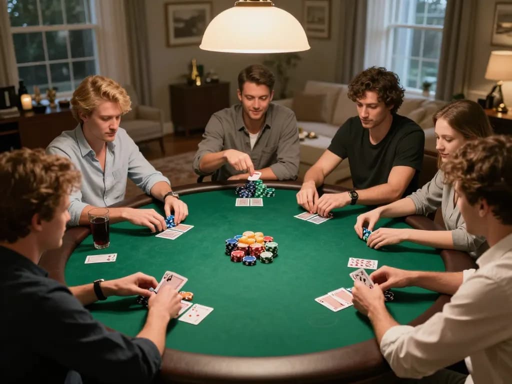 Players at a poker table engaging in a vin88 game night filled with excitement and strategy.