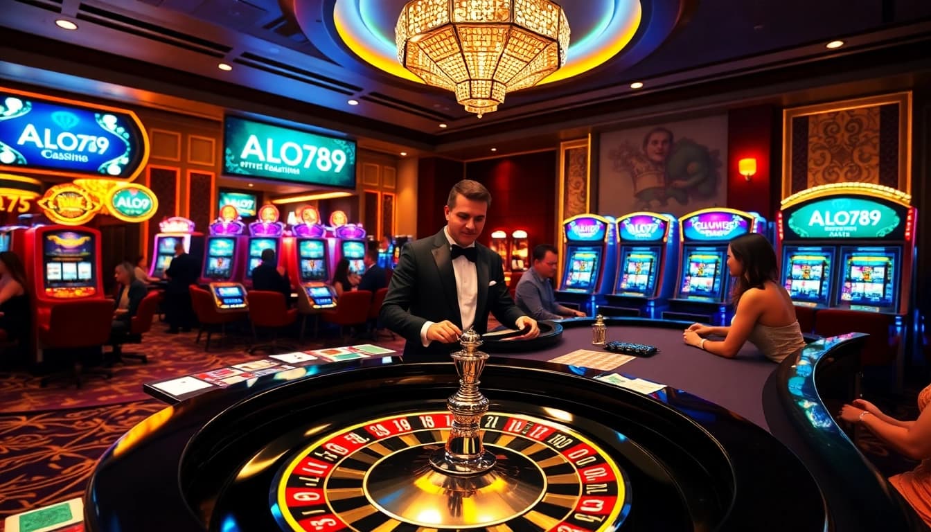 Experience the excitement of ALO789 as players engage with cards and chips at a casino table.