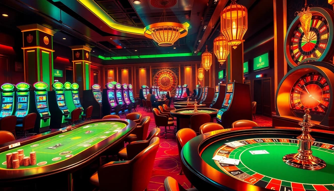 Engaging casino scene featuring intense gameplay and luck8 media branding elements