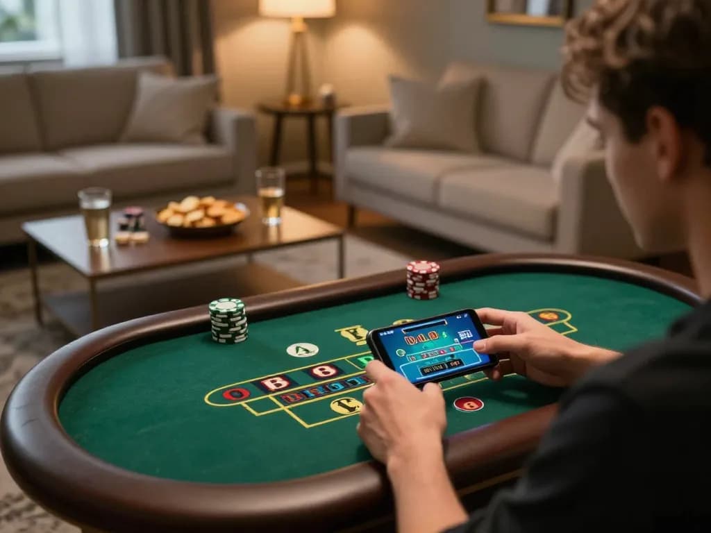 Sv368 player engaging in a live dealer game on mobile smartphone, highlighting dynamic gameplay.