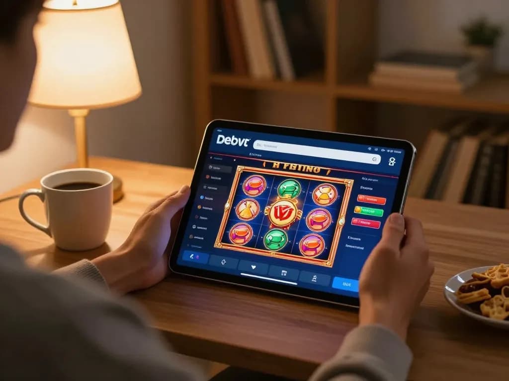 Engaging with the debet online casino app for an immersive betting experience at home.