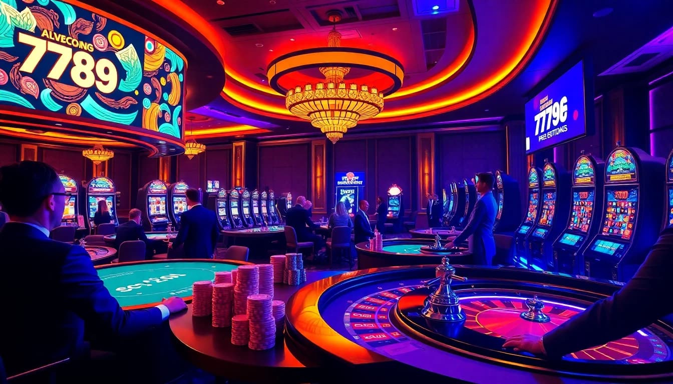 Players enjoying an exciting game at 789F's lavish casino hall.