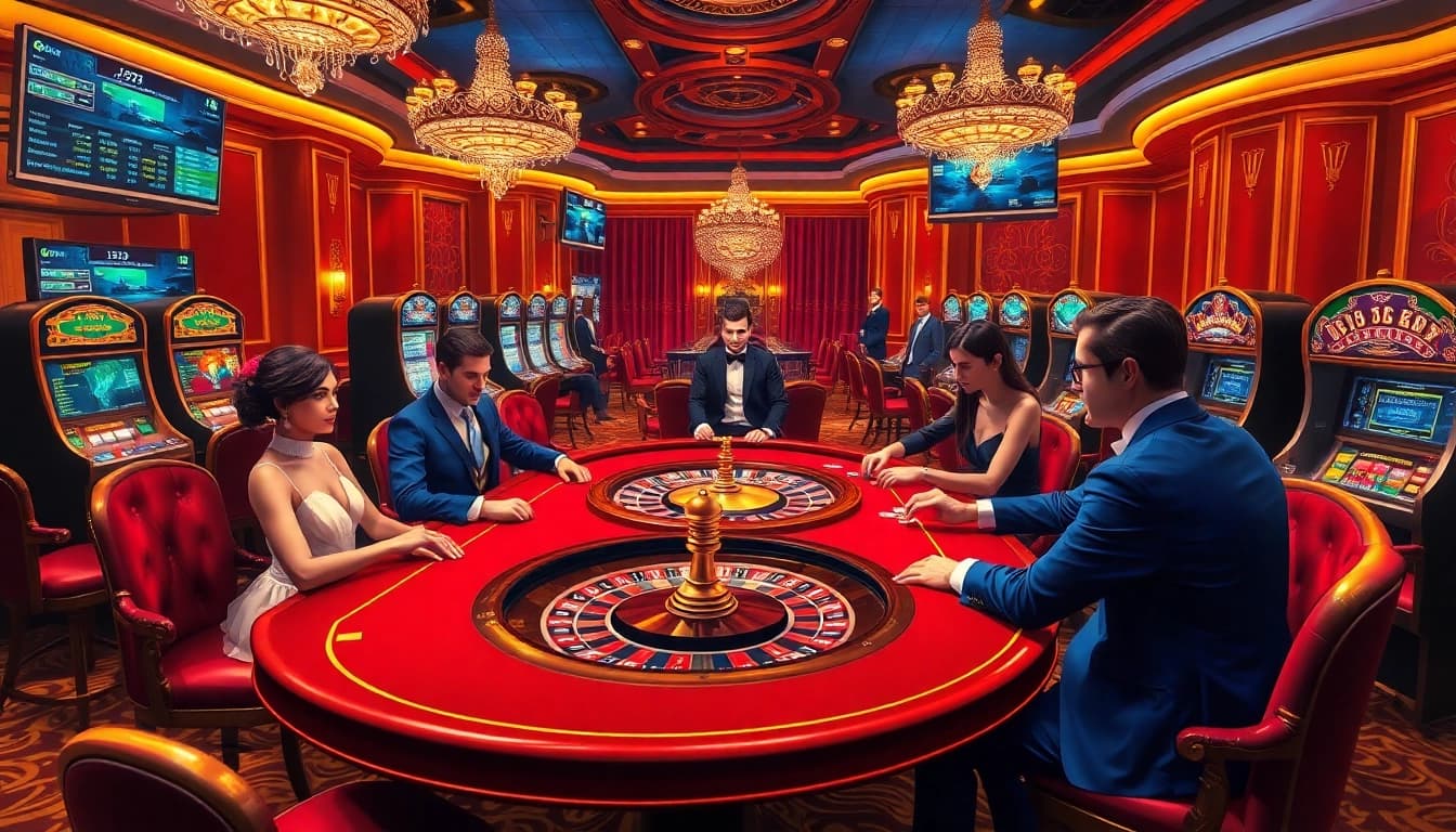Engaged players interacting at a poker table inspired by the hidden wiki theme, showcasing gambling excitement.