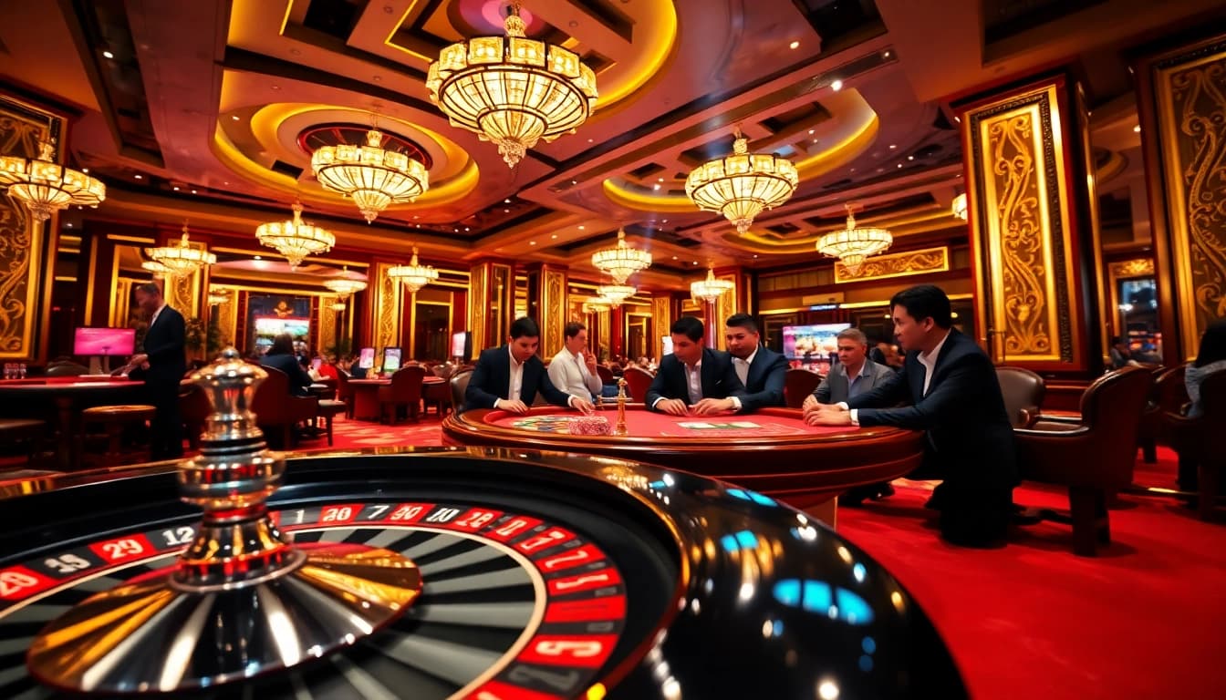 Experience thrilling bets at F168's live poker table showcasing luxury casino vibes.
