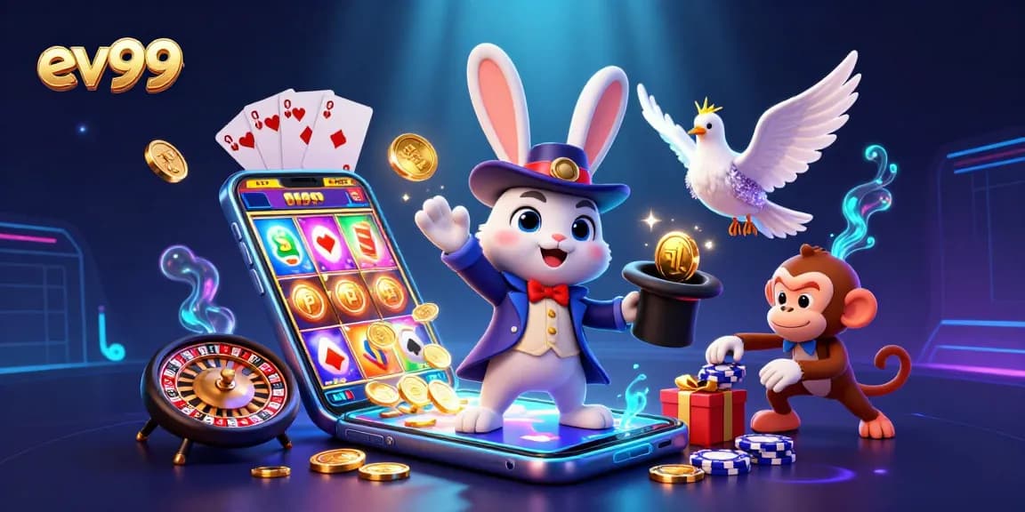 Engage with EV99's captivating gaming world through magical characters and dynamic casino elements.
