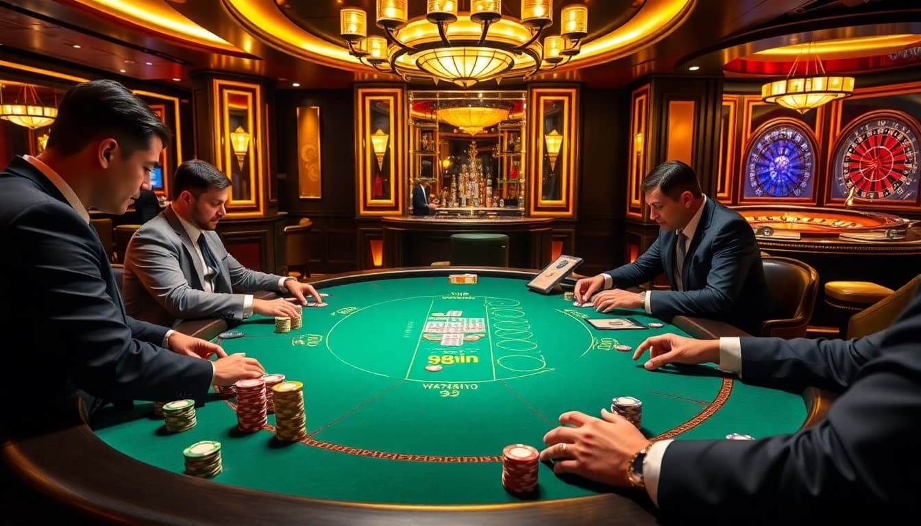 High-stakes blackjack table scene at 98win98 casino, showcasing dazzling cards and chips.