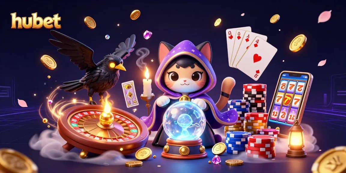 Experience thrilling wagering with hubet in this vibrant casino-themed illustration.