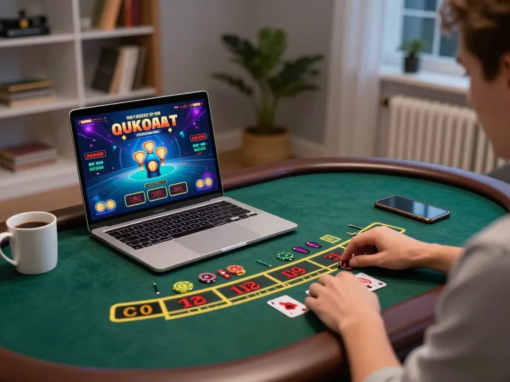 Player enjoying sunwin blackjack game on laptop highlighting strategic betting