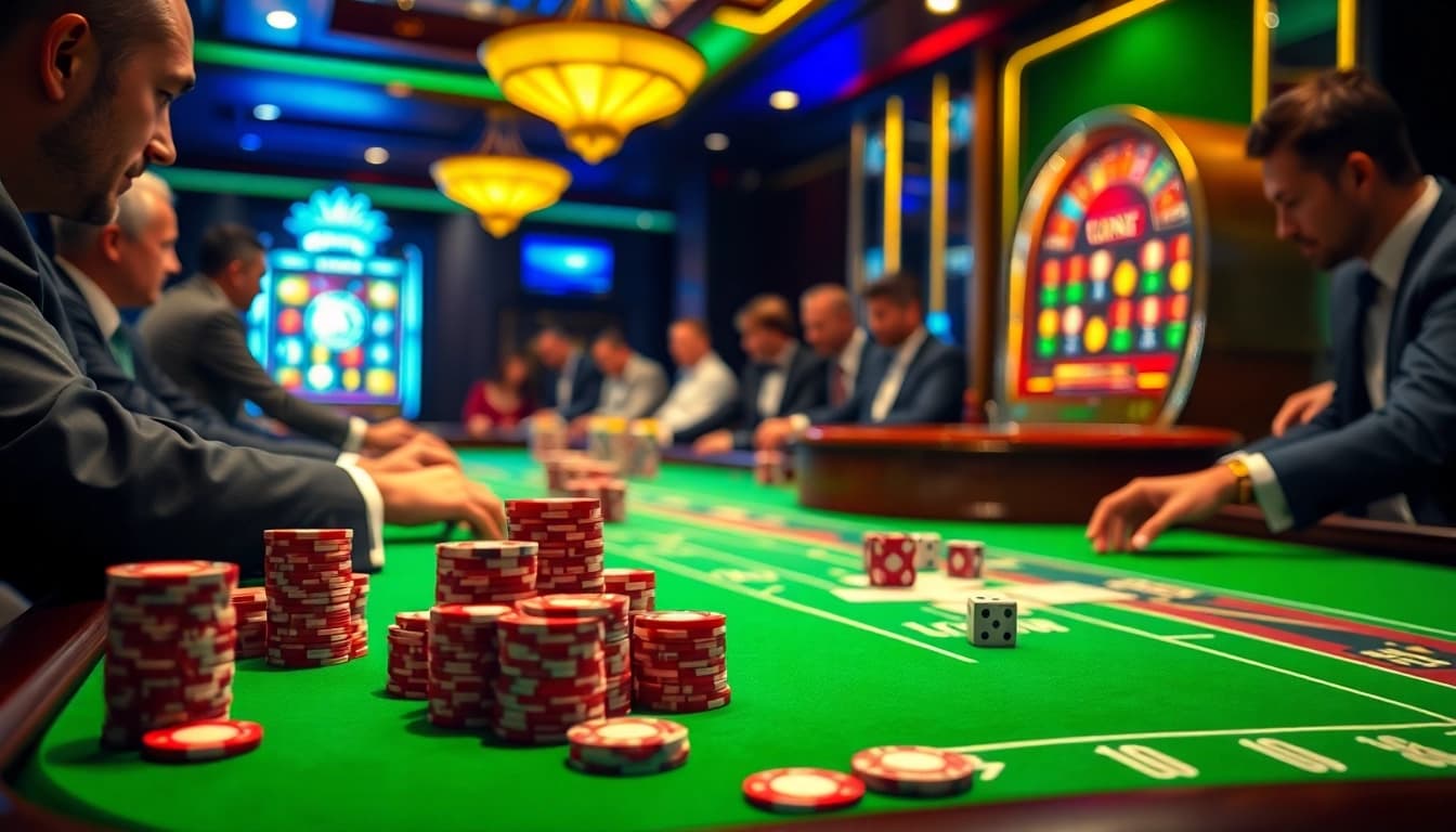 Experience keo nha cai gameplay in an exciting casino atmosphere with vibrant tables and eager players.