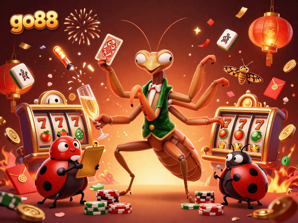 Experience thrilling winning at go88 with a lively casino scene including card dealers and vibrant games.