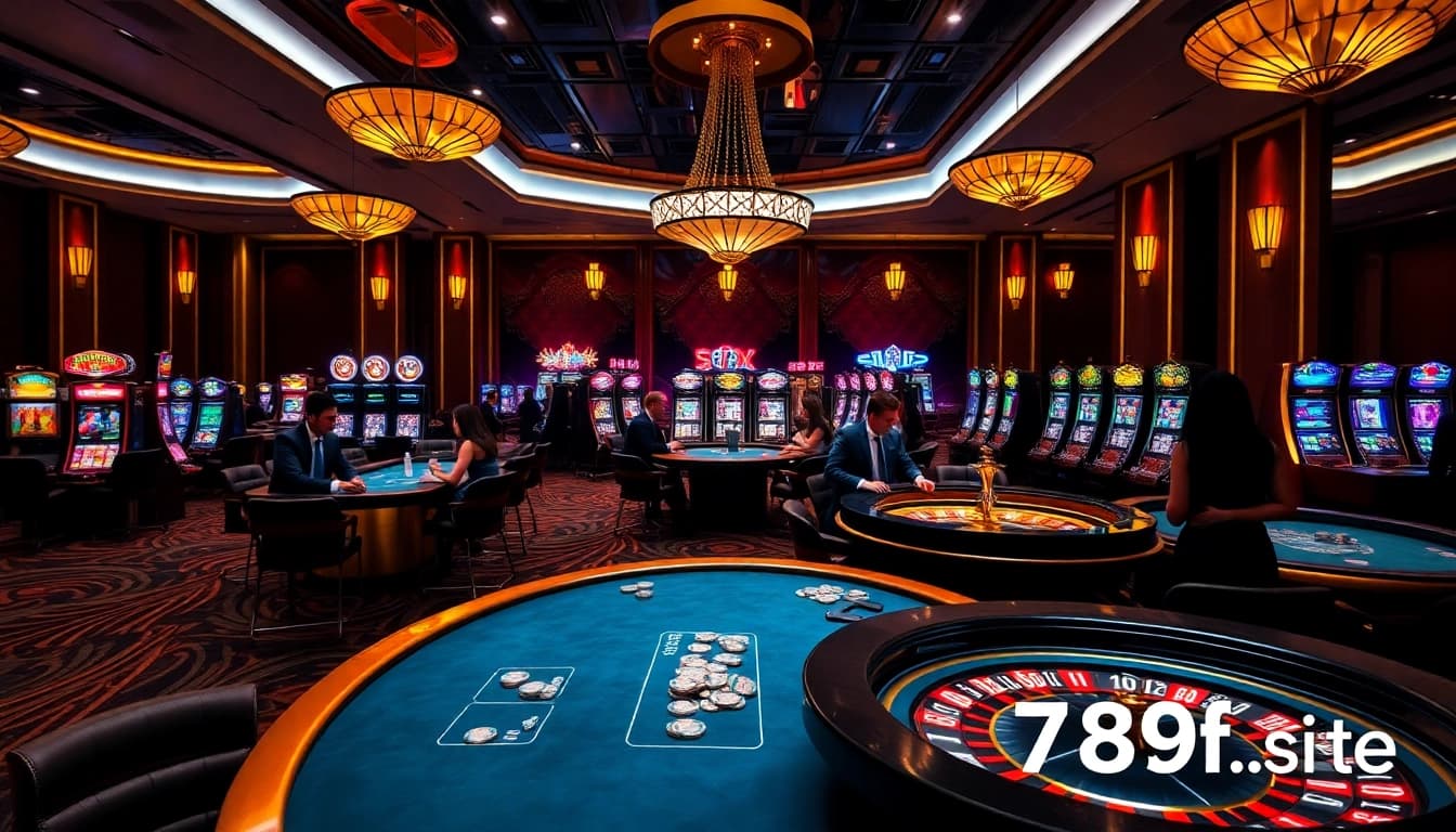 Players enjoying live games at 789f.site/ casino, with tables full of action and excitement.