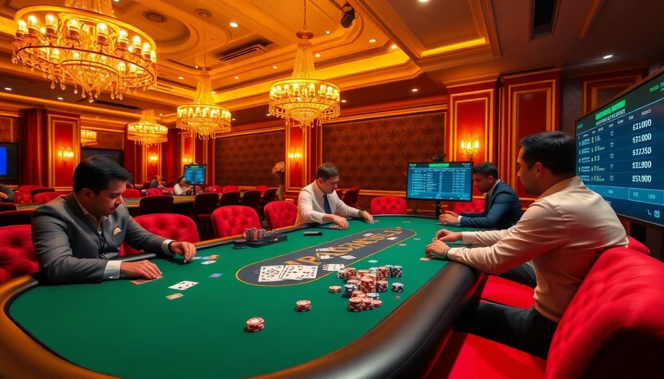 Engage with exciting casino experiences at https://kjc.uk.com/ featuring a luxurious poker table scene.