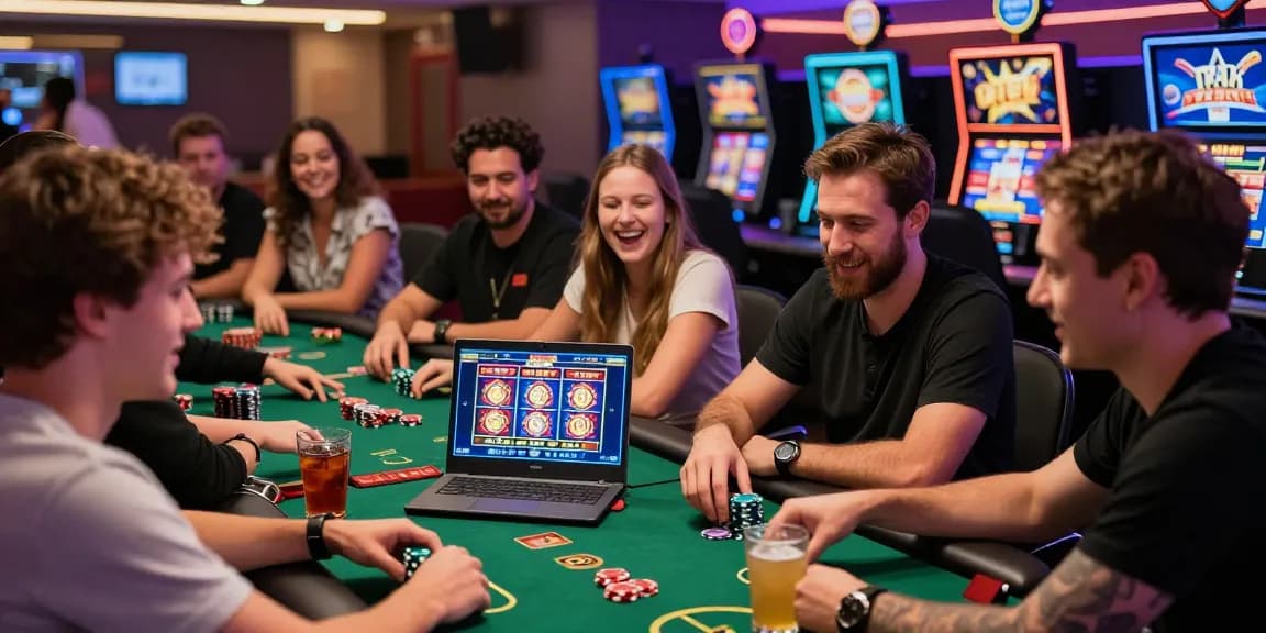 Players enjoying the excitement of credit card casinos with vibrant games and lively atmosphere.