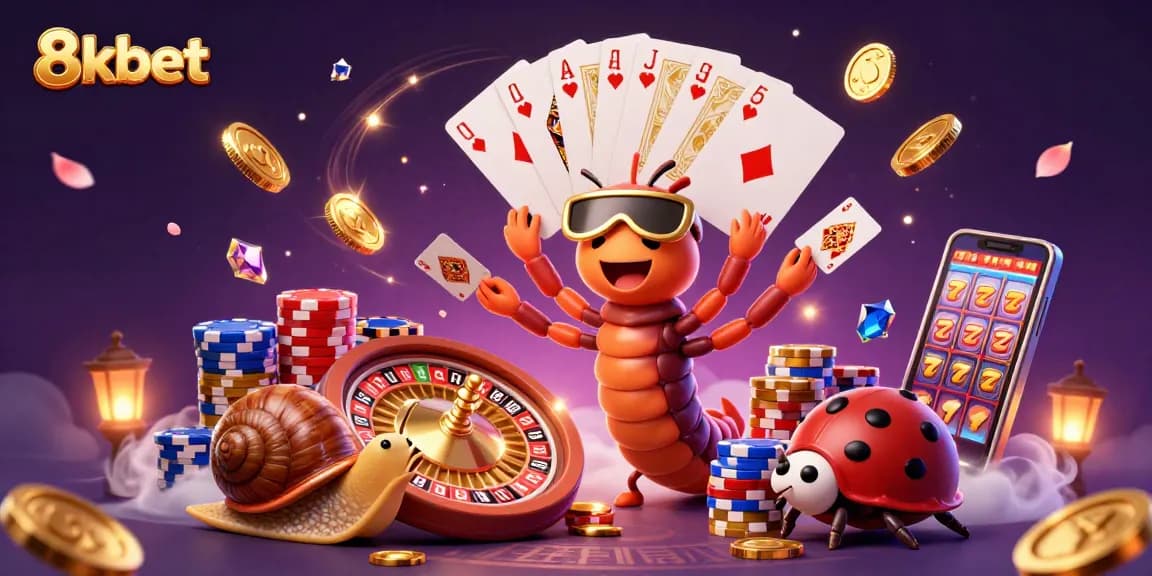 Experience the fun of 8xbet with a lively casino scene featuring a dynamic dealer and exciting game elements.