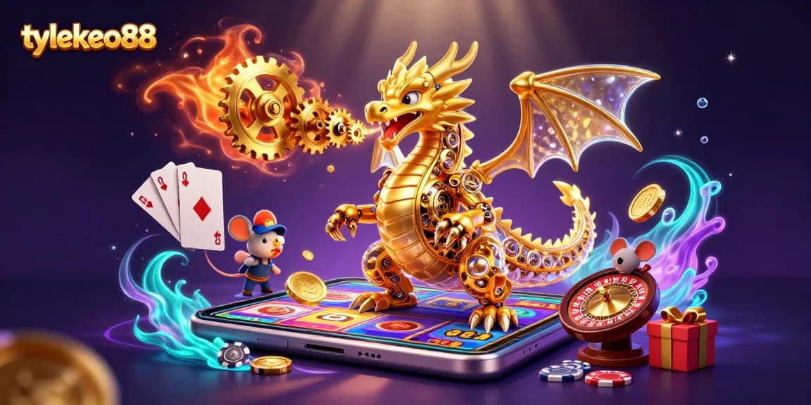 Engage with tylekeo88 as golden coins erupt in dynamic casino illustration, showcasing thrilling bets.