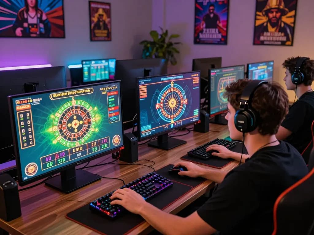 Gamer engaging in online roulette at home, showcasing tr88seo gaming strategy.