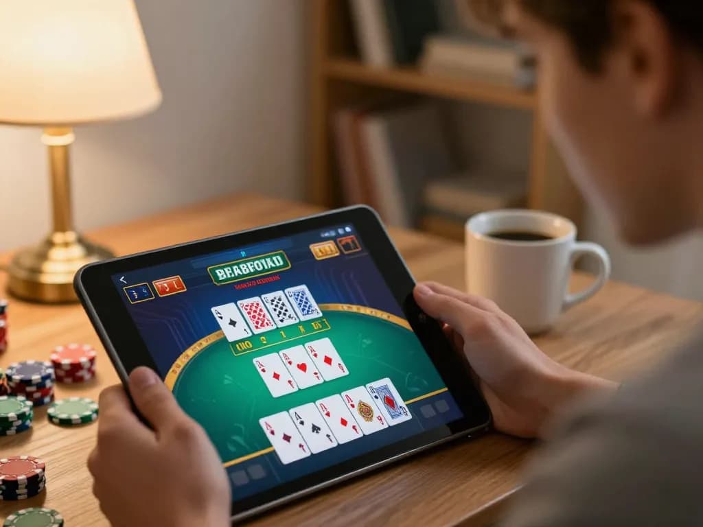 Player enjoys an exciting blackjack game online at u888 from the comfort of home.