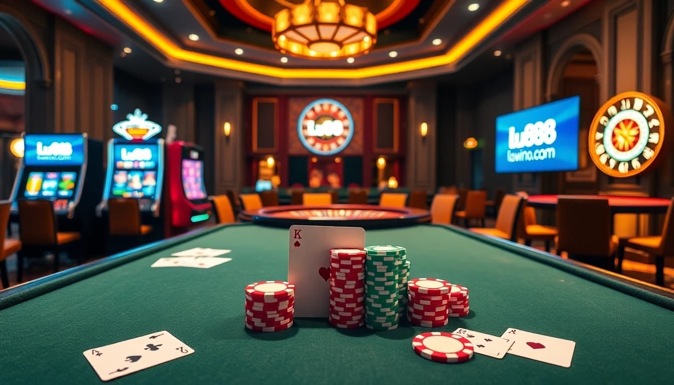 Experience the thrill of gambling at lu88.com with vibrant tables and exciting slot machines.
