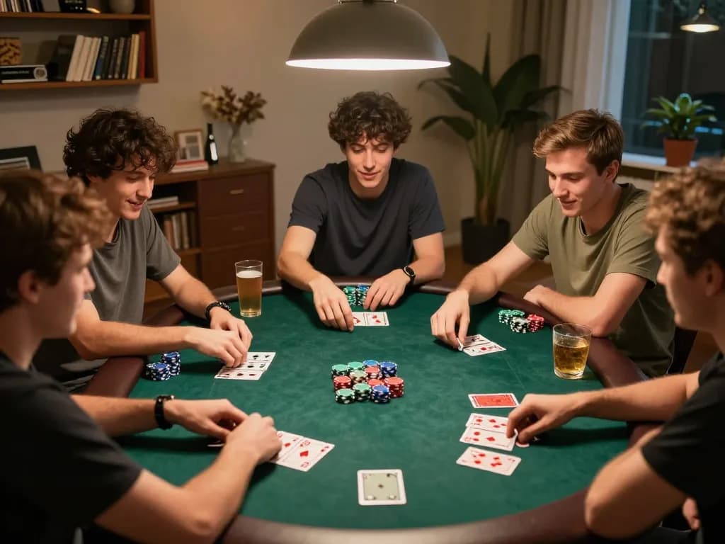 Players enjoying an exciting poker game at home, capturing the spirit of social gambling with 789club.