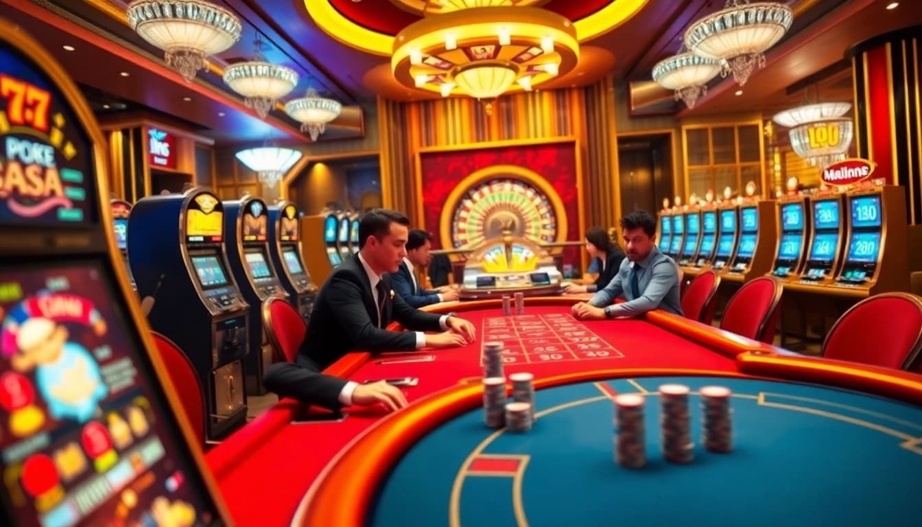 Engaged players at a high-stakes poker table on tylenhacai7.com, showcasing excitement and luxury.