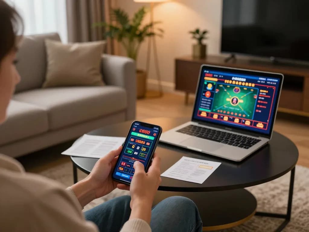 Experience thrilling gameplay with U888 app on smartphone, showcasing live dealer games in a cozy setting