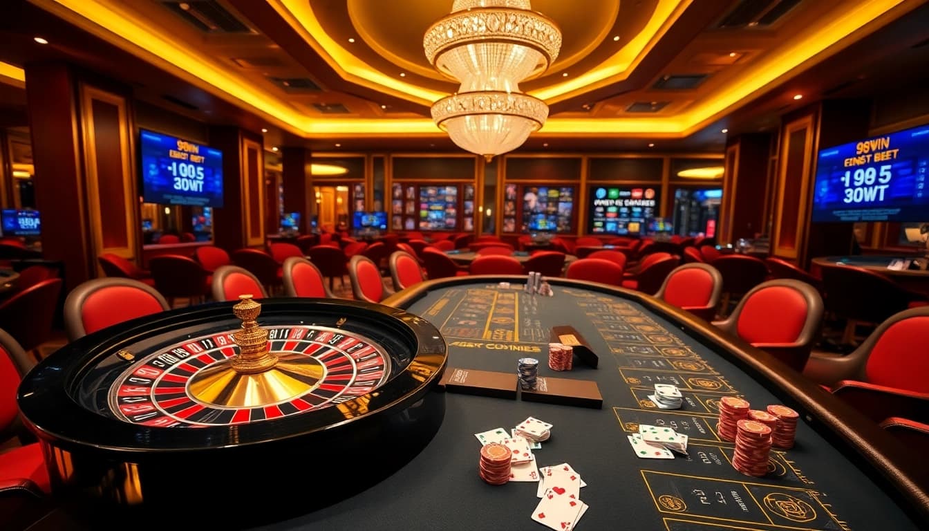 Experience the excitement of 98win bet with vibrant casino tables, roulette, and poker gameplay.