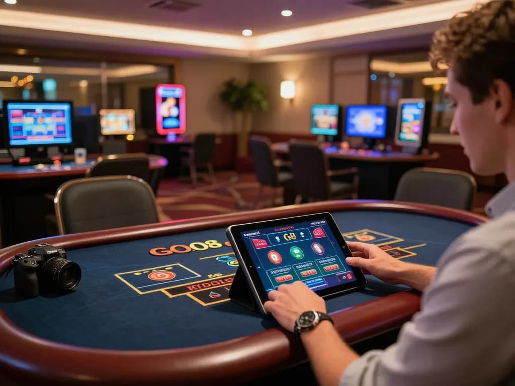 Player engaging with GO8 live dealer games on tablet in a modern online casino.