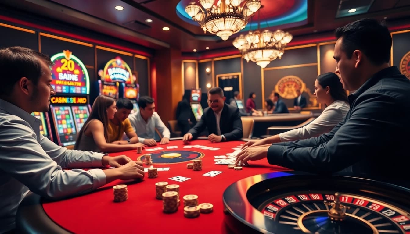 Experience thrilling gambling action at AA88 COM with poker tables and vibrant slot machines.
