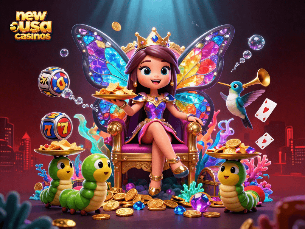 Experience the excitement of new usa online casinos with vibrant characters and casino elements.
