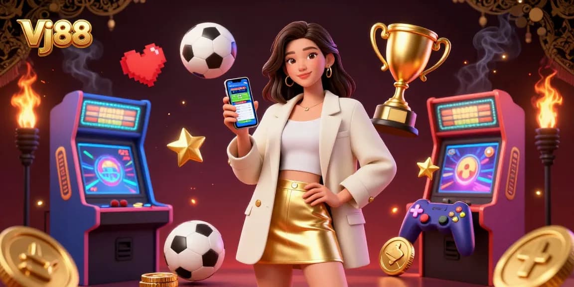 Engage in thrilling sports betting with Vj88, showcasing vibrant gameplay elements and dynamic visuals.