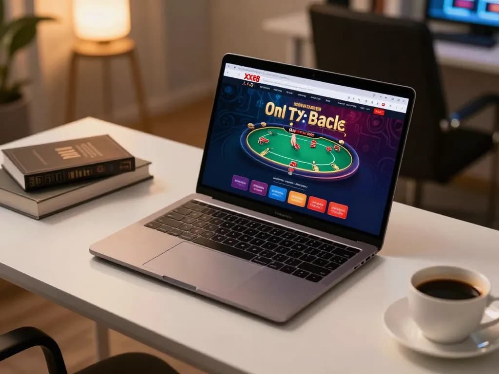 Engaging online gaming with XX88 online casino on laptop, showcasing responsible entertainment strategy.