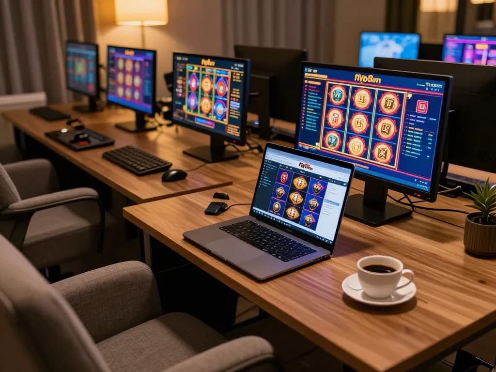 Engaging gameplay on Fly88 com website with vibrant gaming interface in cozy home setting.