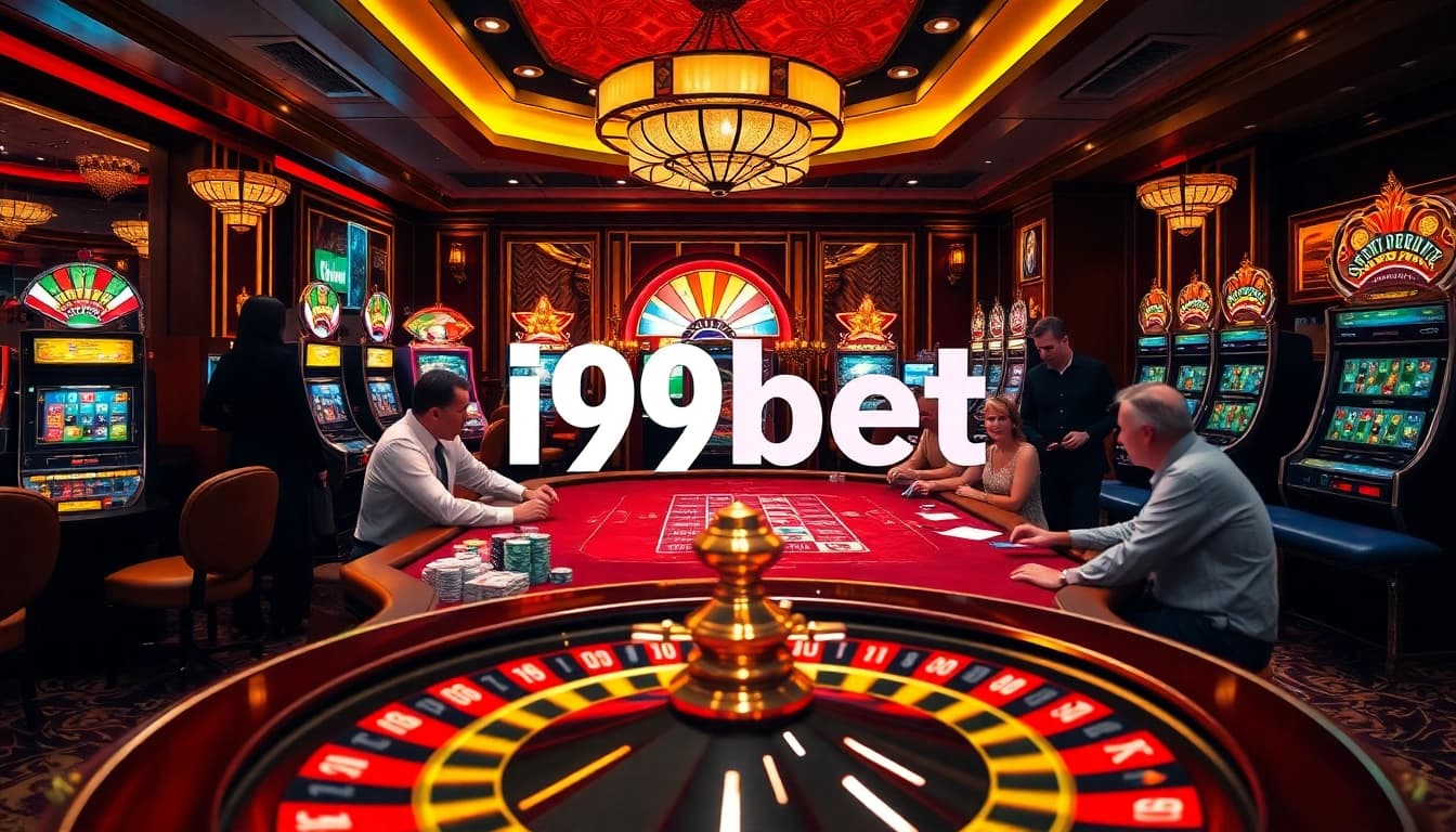 Intense poker action at i9bet with vibrant casino visuals and spinning roulette wheel.