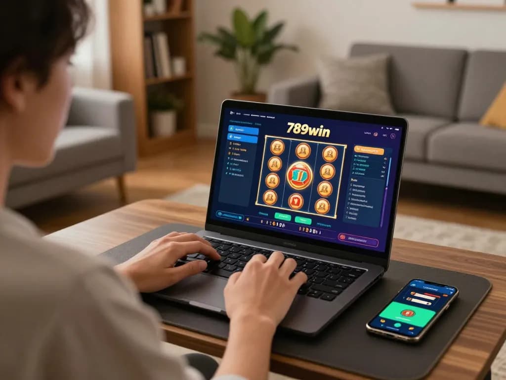 Engaging online casino gameplay on 789win with strategic notes nearby, showcasing responsible betting