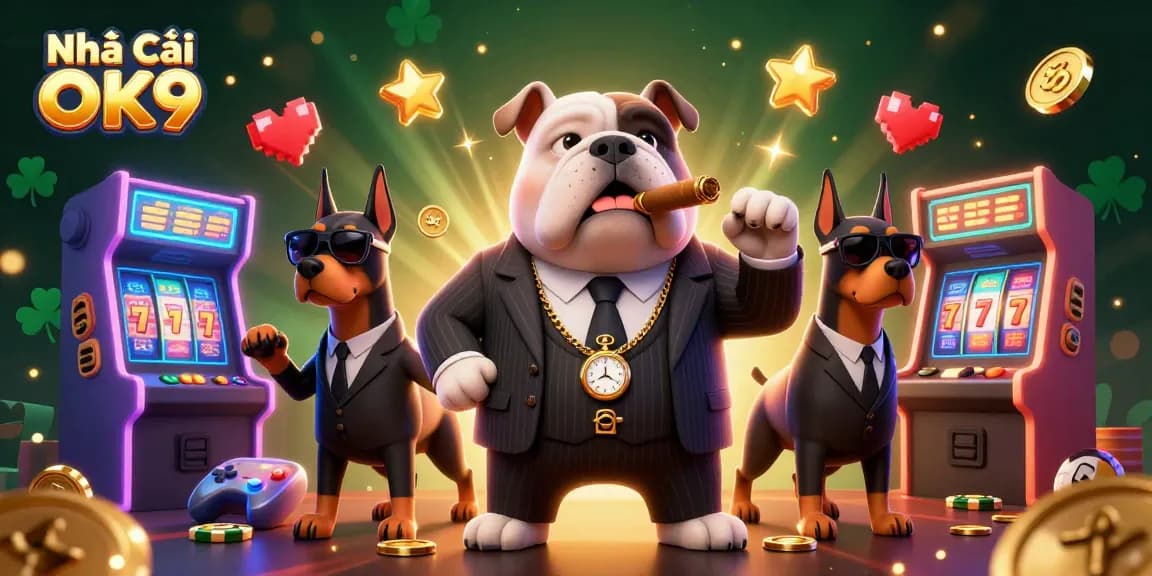 Engaging scene showcasing Nhà Cái OK9's vibrant casino culture with 3D characters and game elements.