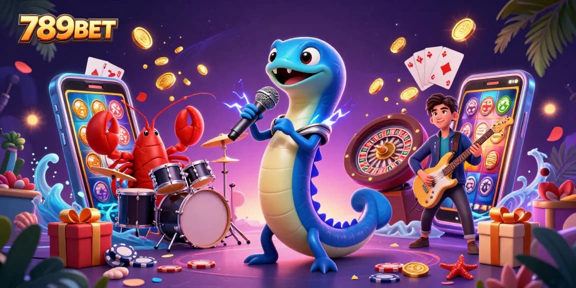 Experience the vibrant casino vibes with 789BET featuring a DJ electric eel and friends.