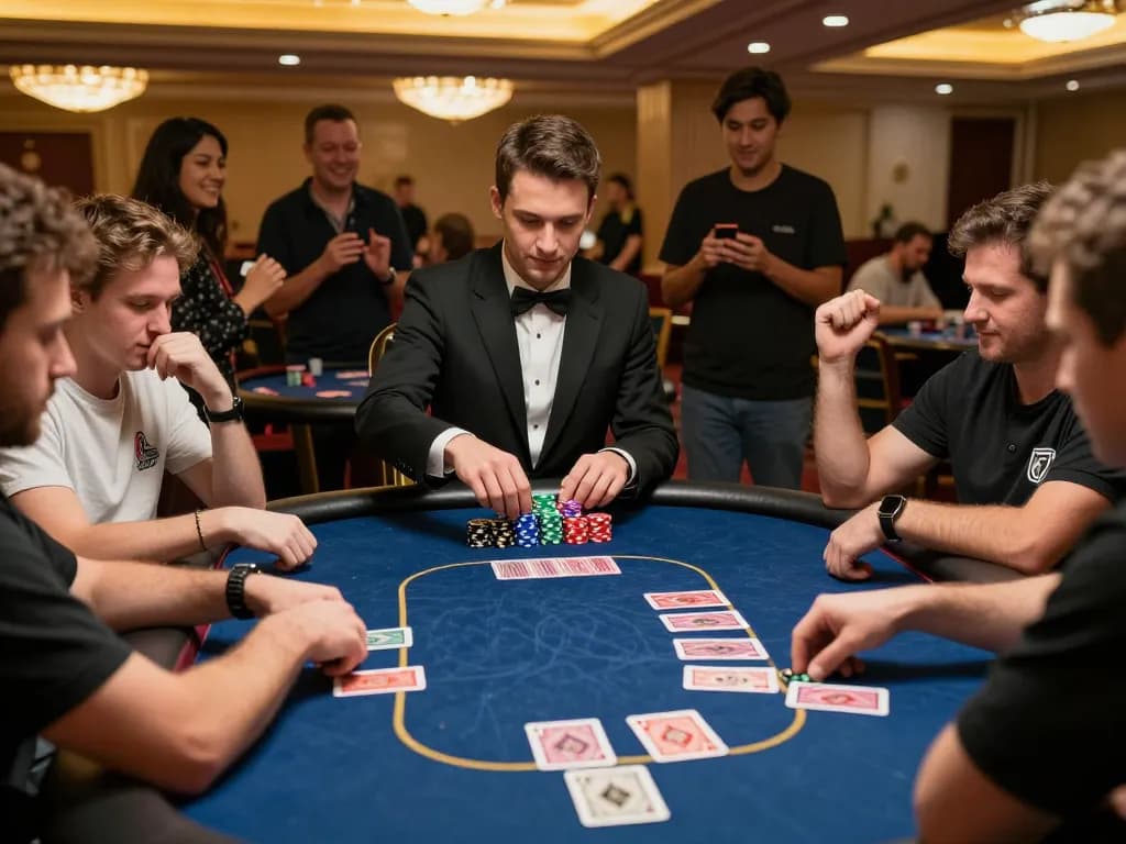 Luck8 trang chủ showcases thrilling poker gameplay with players engaged at the table.