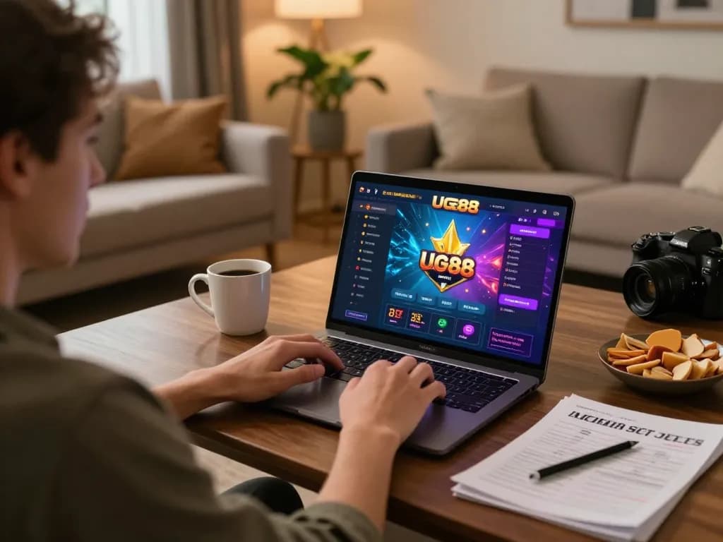 Engaging in online gameplay at UG88, showcasing a player immersed in strategic betting choices.