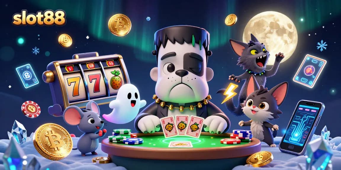 Experience thrilling gameplay with slot88 as a bulldog dealer and ghostly mouse at a winning casino.
