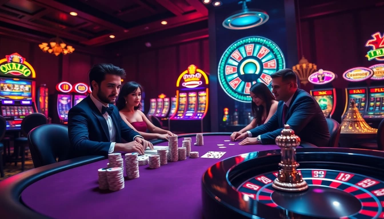SODO casino scene featuring luxury poker gameplay and vibrant slot machines.