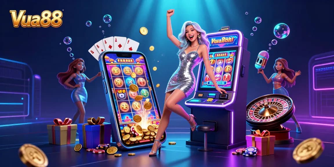 Celebrate huge wins at Vua88 with exciting slot games, golden coins, and a vibrant casino atmosphere.