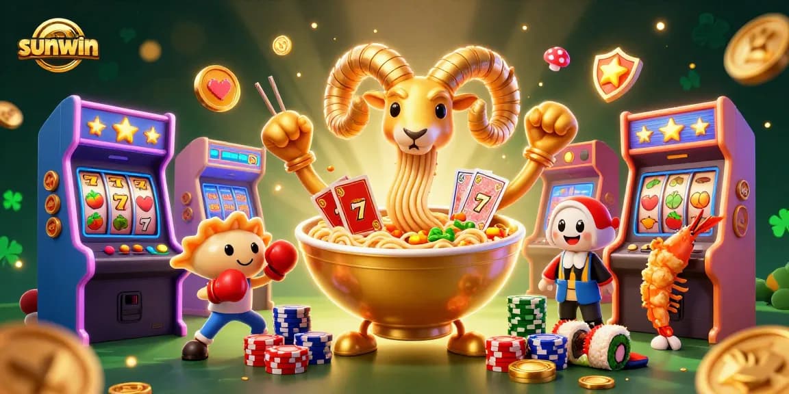Spin the sunwin slots with golden ramen bowl characters and vibrant gaming elements.