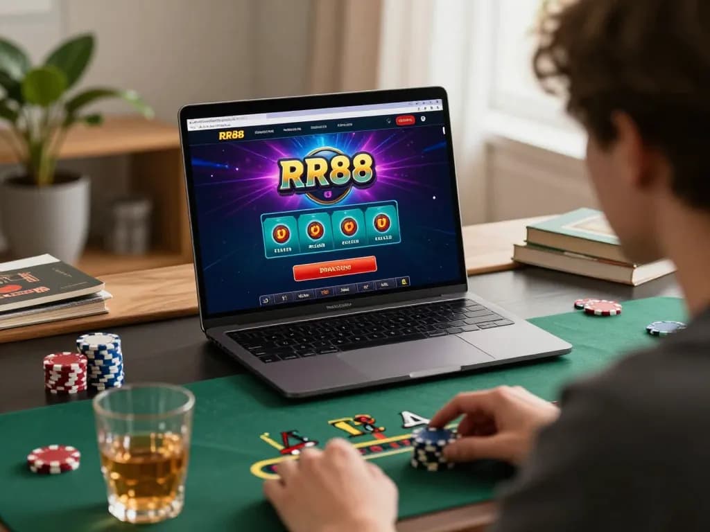 Engaging online gameplay on RR88 with a modern laptop showcasing live dealer blackjack.