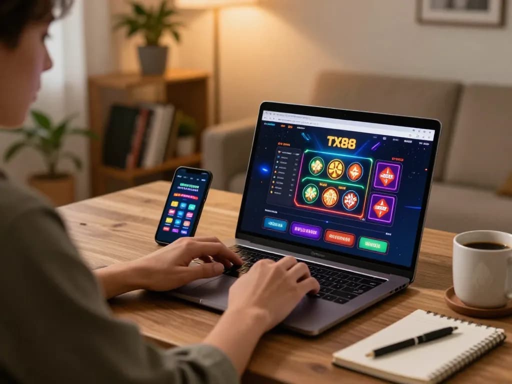 Player celebrating a win on the TX88 online casino game interface, showcasing an engaging gaming session.