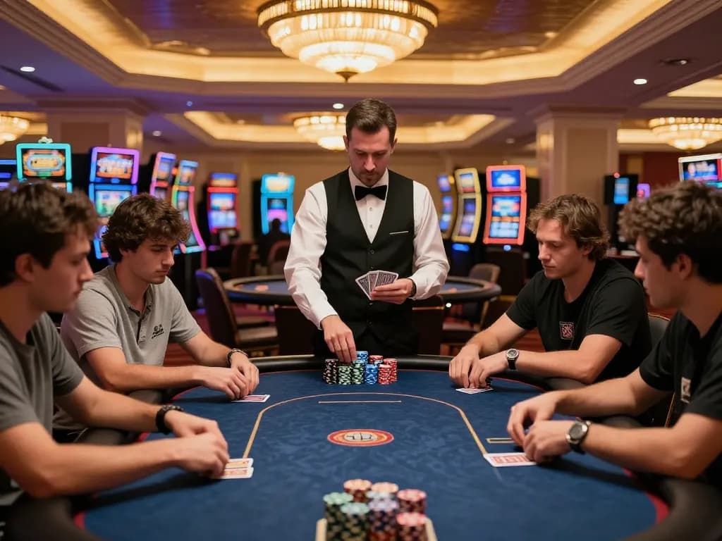 Players engage in competitive poker at 88clbgo's luxury casino table, showcasing strategic gameplay and excitement.