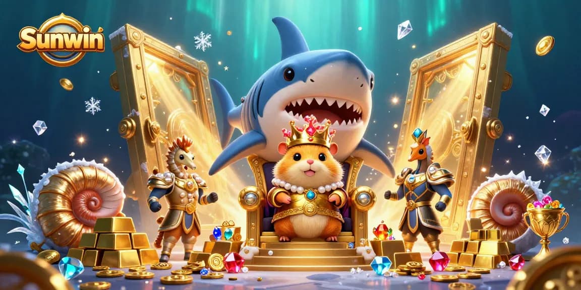 Experience thrilling slots at Sunwin with a playful golden hamster king and vibrant treasure riches.