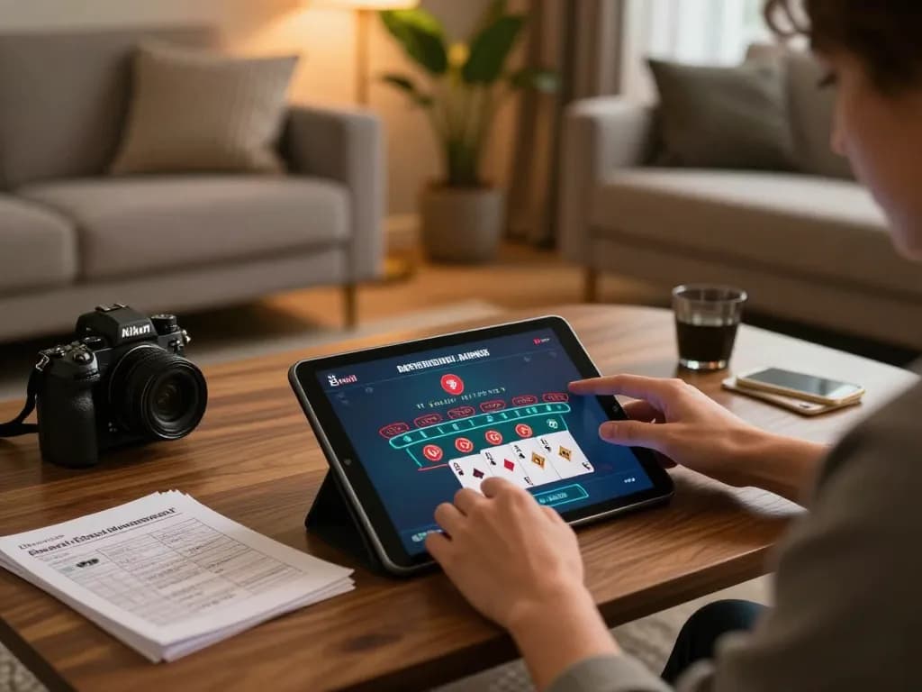 Engaging in live dealer games on 98win01 on a tablet while managing bankroll.