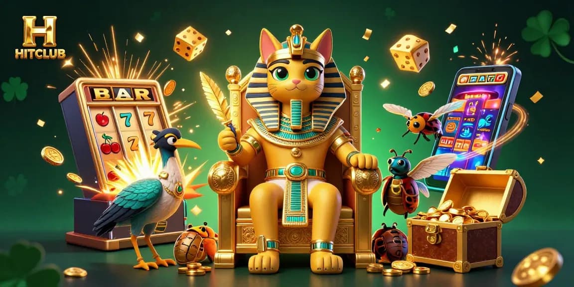 Play and win big at HITCLUB with an exciting 3D casino scene featuring vibrant jackpots and thrilling gaming elements.