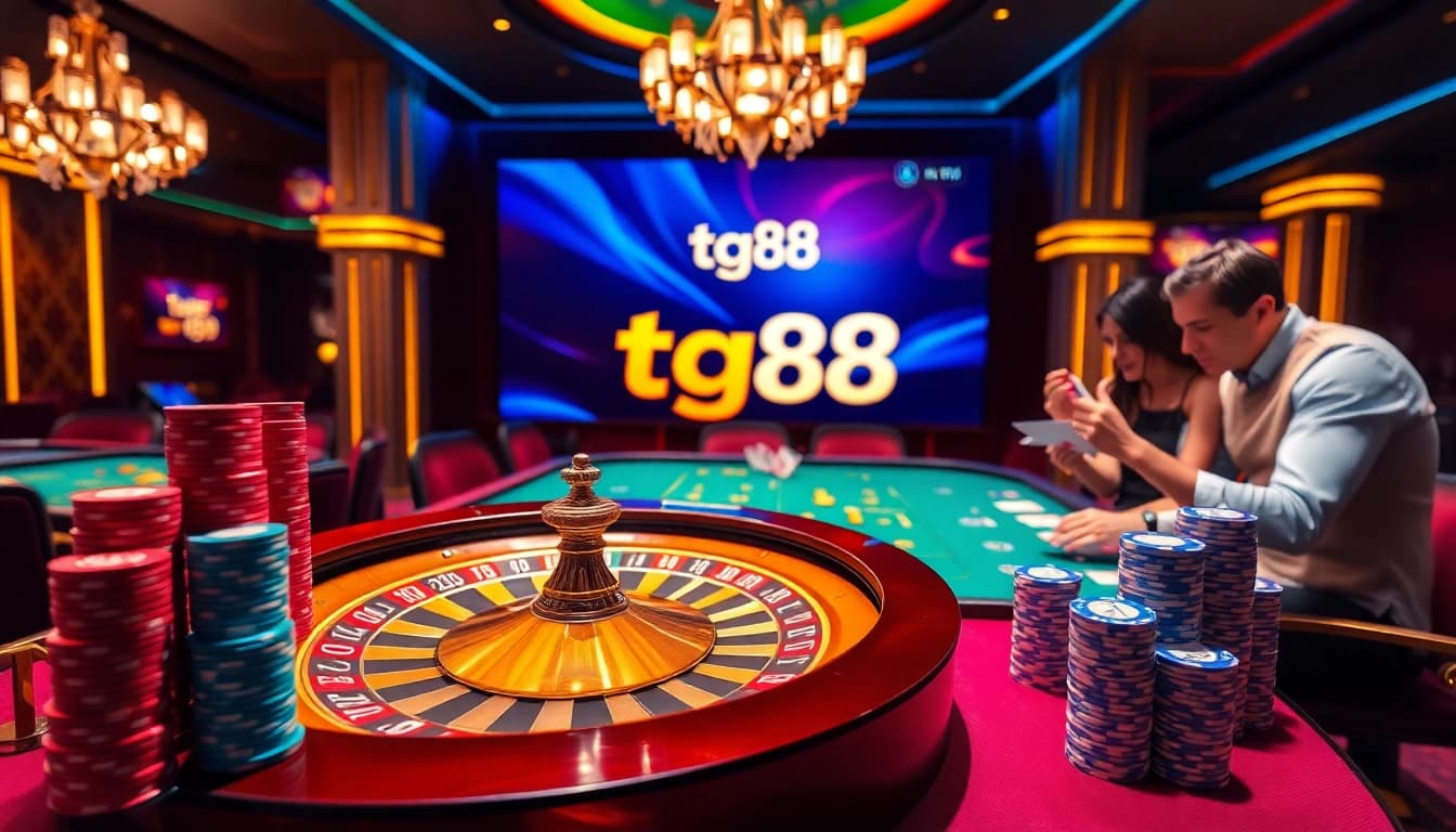 Engaging players at the tg88 gaming table strategizing for big wins at the casino.